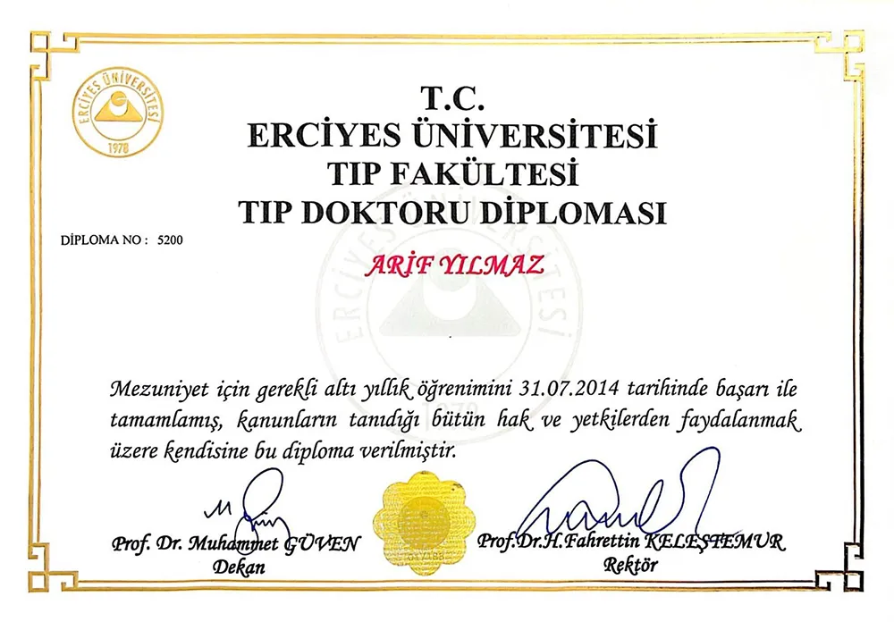 Arif Yılmaz Certificates