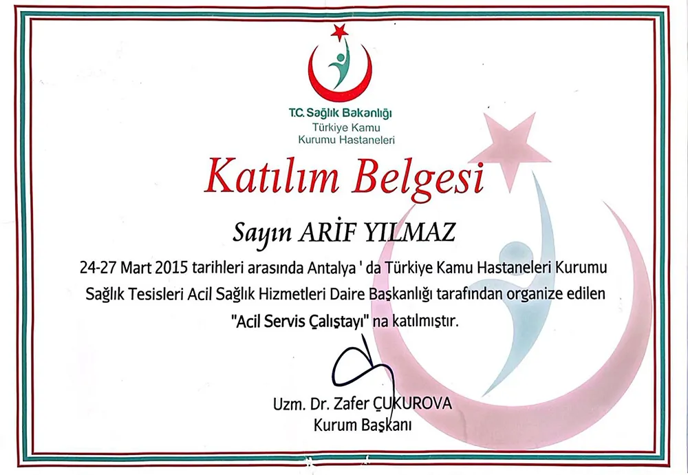 Arif Yılmaz Certificates